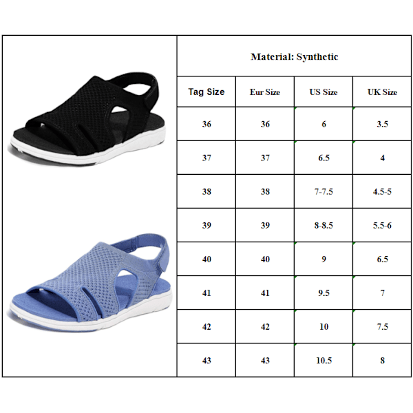 Dame bløde tå Mesh overdel sandaler Walking Cross-Strap sko . Blå 42 Blue