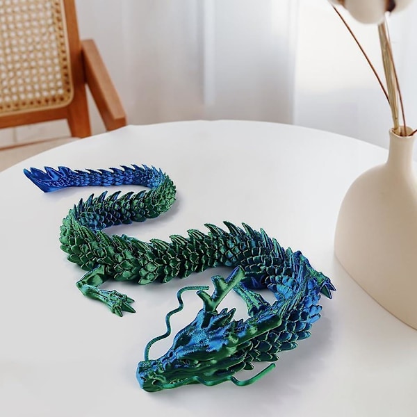3D-printad drake i ägg, fullt rörlig kristalldrake med drakägg (FMY) Blue