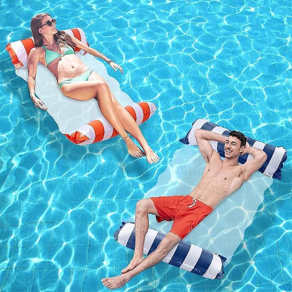 4-i-1 Hammock Uppblåsbar Pool Float, Multifunktionell Pool Hammock Lounge Stol, Saddledrifter Hammock Pool Stol, Portabel Vatten Hammock