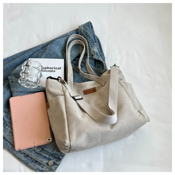 Canvas Väska för Pendling Stor Kapacitet Tote Bag VIT white