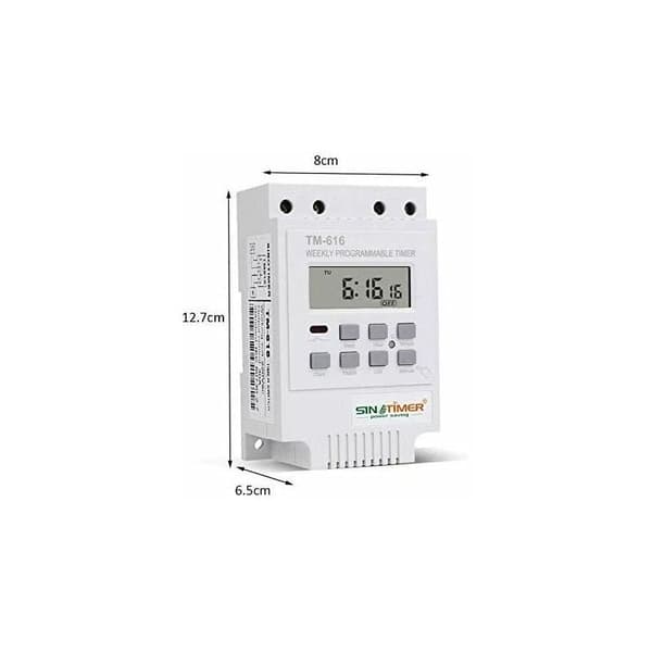 1x TM616 Timerrelébryter, 12V Timer Elektrisk Ukentlig Digital Timerbryter med LCD Digital Skjerm - Hvit