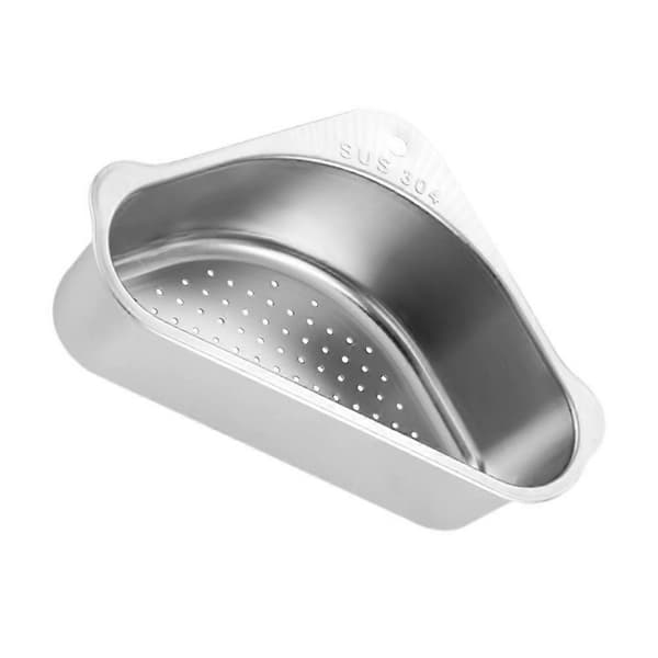Oppvaskstativ for vask Rustfritt stål Trekantet design Hjemmebruk Sølv 24x17cm Matvask 1 sett