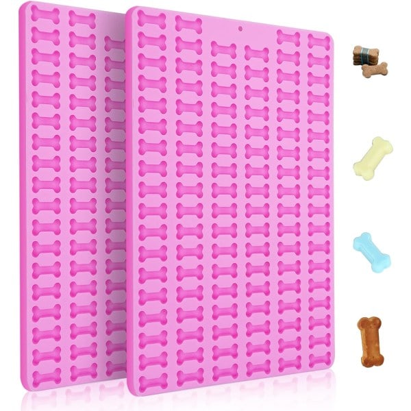 Silikonimuotti koiranluille, 2 kpl mini-muotteja koiran herkkuille, 212 reikää kummi-karhun muotoisia, tarttumattomat, sopii suklaalle, fondantille, makeisille