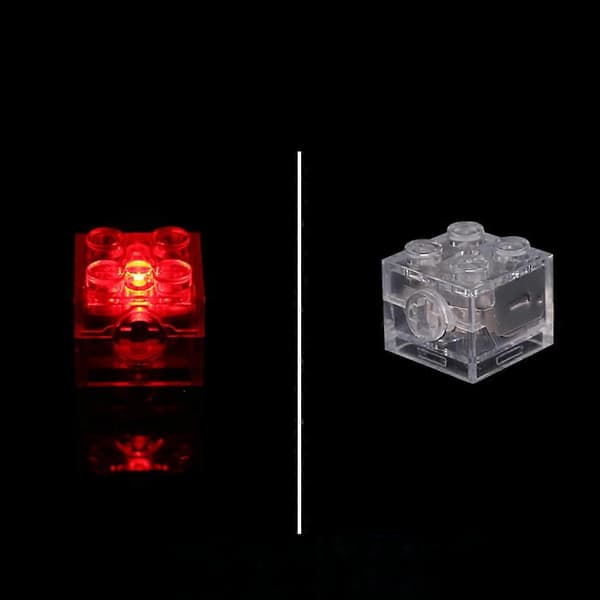 Lys Sæt Klar Transparent Klods Reservedel til DIY Byggeklodser Red blue double flash