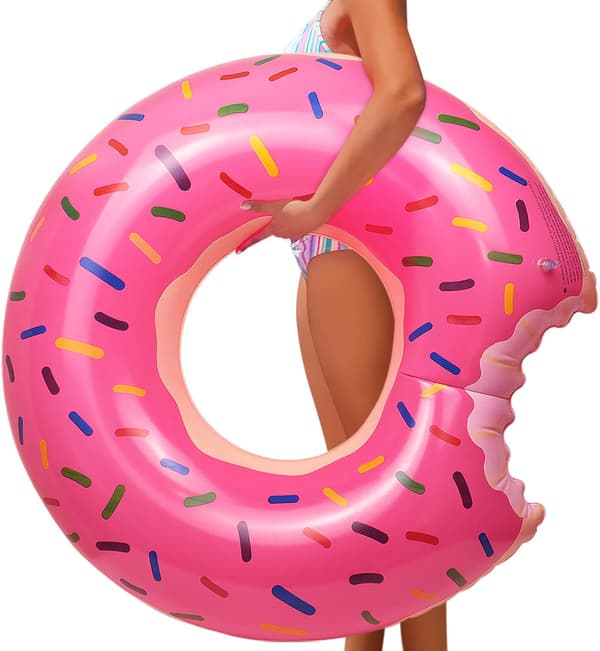 Kæmpe oppustelig jordbærdoughnut badering, store sommerpool strandlegetøj, voksen badering pool flyder