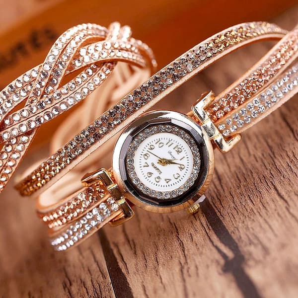 Quartz Klocka Strass Armbandsur RÖD röd red
