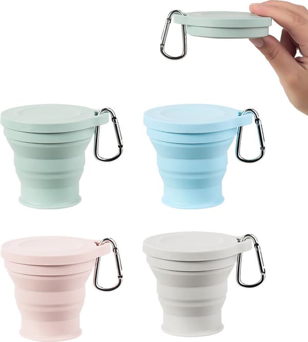 Sammenleggbar kopp - 4 deler - Lommekopp - Silikonkopp - Lommekopp - Reisekopp - Kaffe-/tekopp