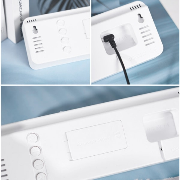 Stor digital väggklocka, extra stor LED-display, automatisk sommartid, datum, inomhustemperatur, 24-timmars elektronisk väggklocka