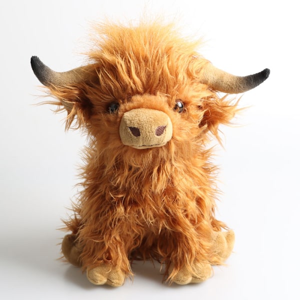 Plushleksak Skotsk Höglandsko, Söta Imitation Långhårig Yak Docka Jul