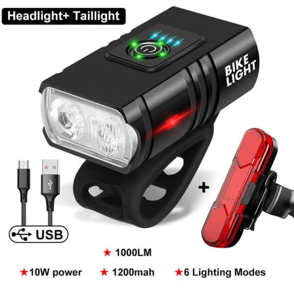 Sykkel USB-lamper sterkt lys nattkjøring frontlykt tilbehør