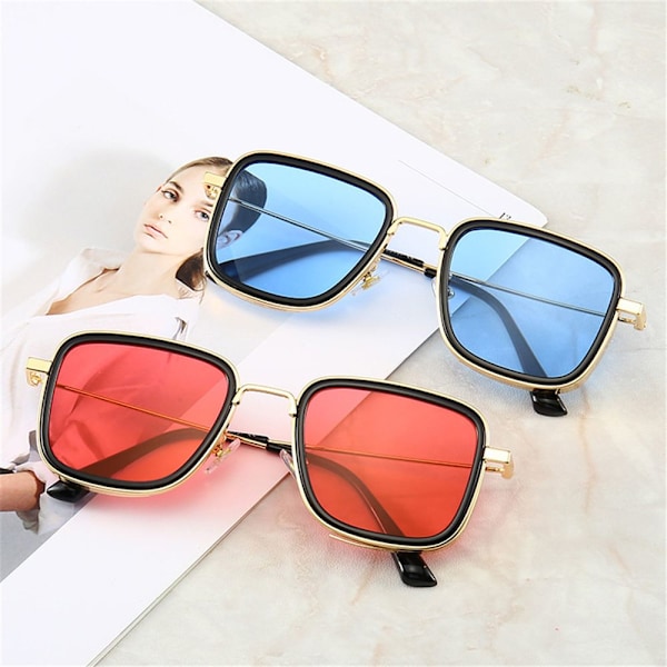 Vintage Metal Steampunk Solbriller Stilful Retro Shades UV400 Briller Black-Red