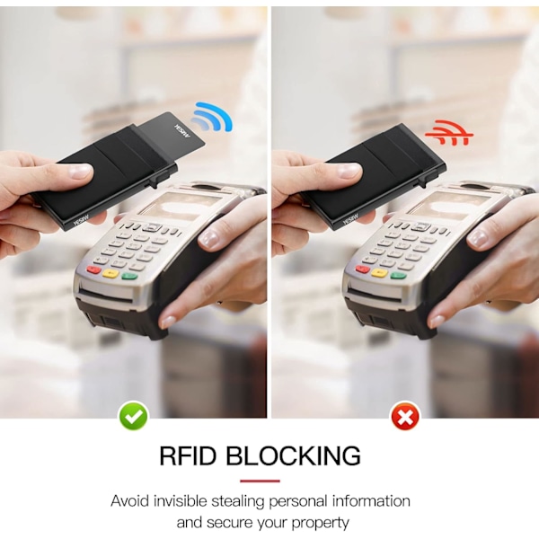 Miesten pieni lompakko - Pop up -korttitasku RFID-suojattu Minimalistinen yrityskorttien lompakko rahakotelolla Seteleille ja kolikoille Black