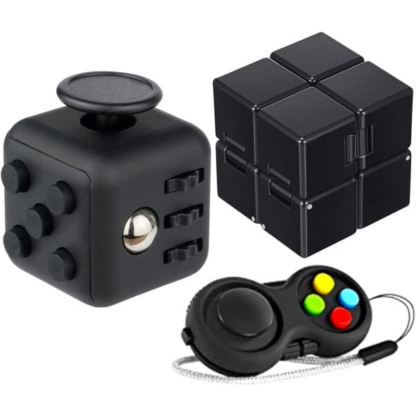 3-pak legetøjssæt til ultimativ stresslindring - Sensorisk legetøjssæt med Fidget Pad, Infinity Cube og Controller kontorgave til børn