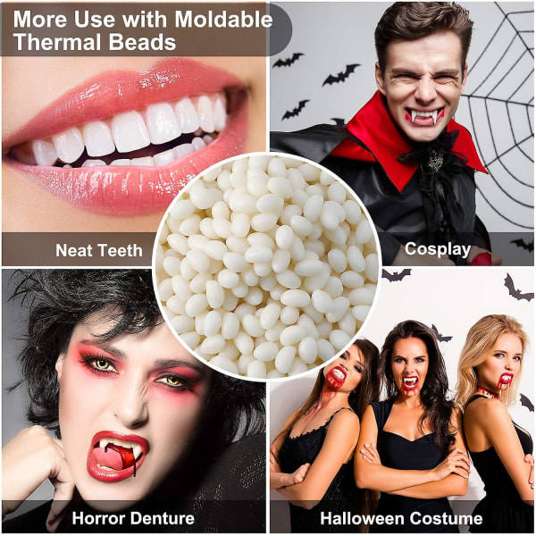 50 G Tandfast Tandgel Temporärt Reparationskit Formbar Termisk Passform Pärlor Tandpiller Lim Falska Tänder För Halloween Läskigt (100g)