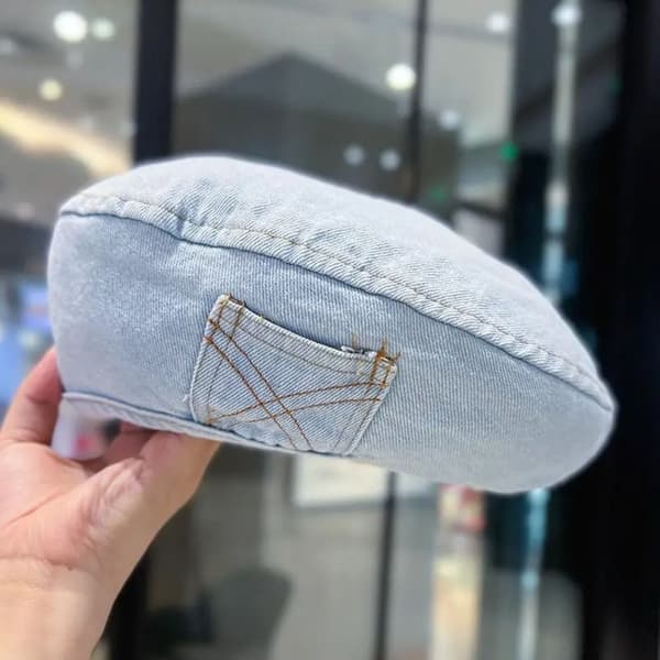 Retro Denim Beret Hatt Høstfarge Lue MØRKEBLÅ dark blue