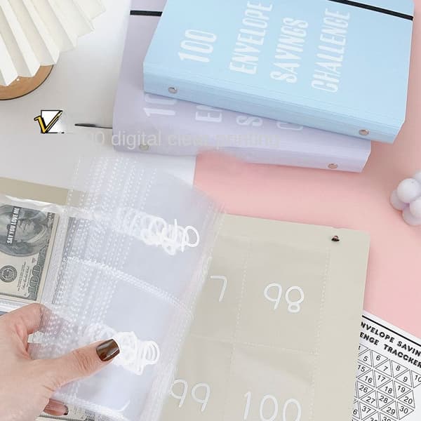 Binder Budget Planlægnings Notesbog Finansiel Plan Kuvert LILLA lilla purple 2-2