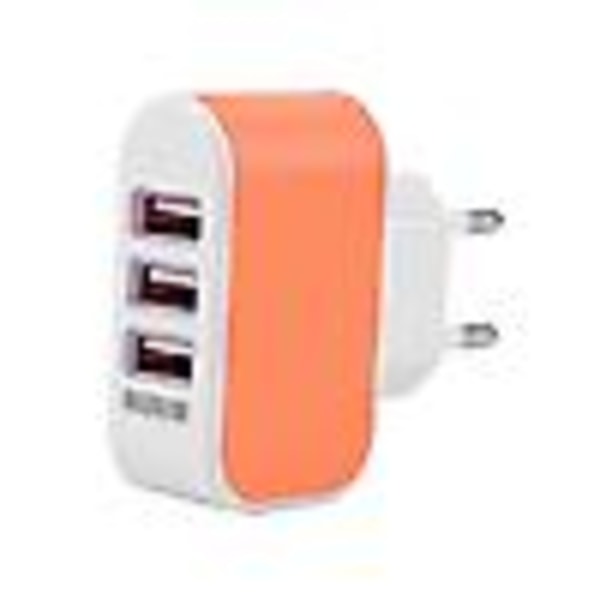 1-pakkaus Trippel (3x) USB-portti iPhone / Android Seinälaturi Oranssi