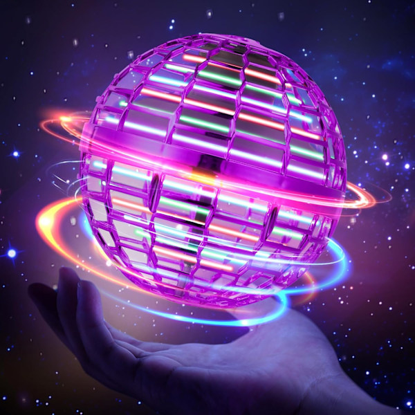 Flyvende Orb Ball Hover Legetøj - Kosmisk Globe Flyvende Spinner med 360° Roterende RGB-lys, Håndkontrolleret Mini Drone, Flyvende Fadbold Purple