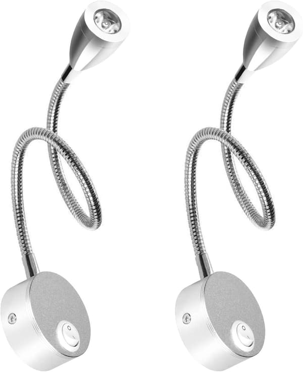 Lukuvalo, 2 LED-sängynvaloa, Asennettu seinälle alunan viereen