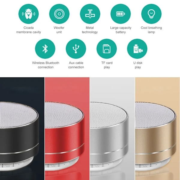 A10 Langaton Bluetooth-kaiutin Pieni teräskäyttöinen Subwoofer Kannettava Mini Lahjakortti Bluetooth-kaiutin Väri