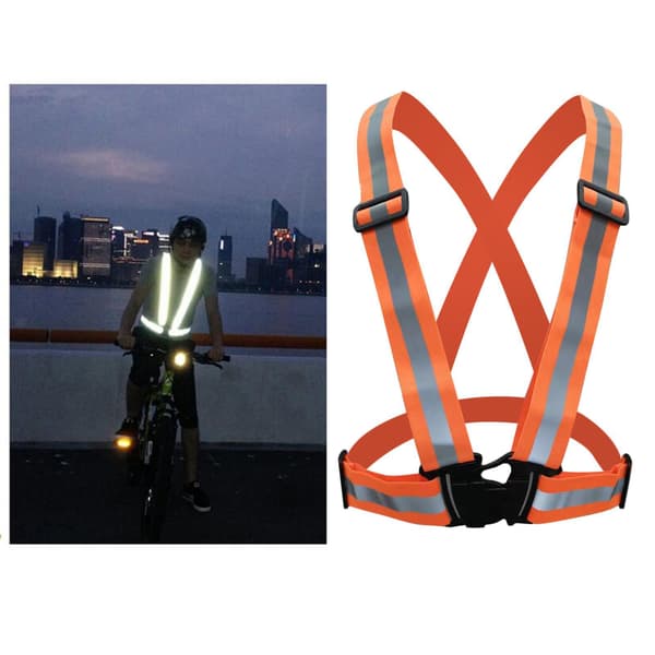Løbe- og Cykelbælte Sikkerhedsrefleksvest Justerbar Refleksudstyr Rem Orange