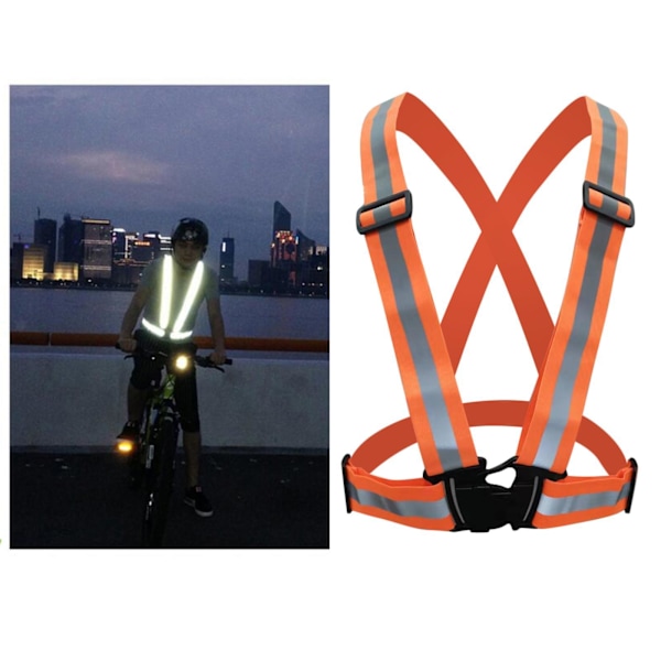 Löp- och cykelbälte Säkerhetsreflexväst Justerbar Reflektorutrustning Rem Orange