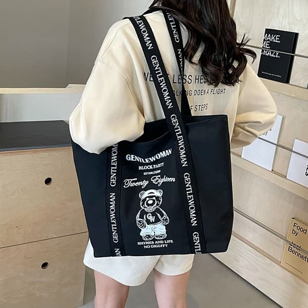 Skuldertasker Tote tasker SORT&HVID black&white