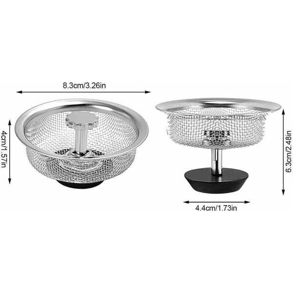 Si, Køkkenvask Si, 2x Rustfrit Stål Køkkenvask Si til Køkkenvask, Badeværelse, Diameter 3,26'