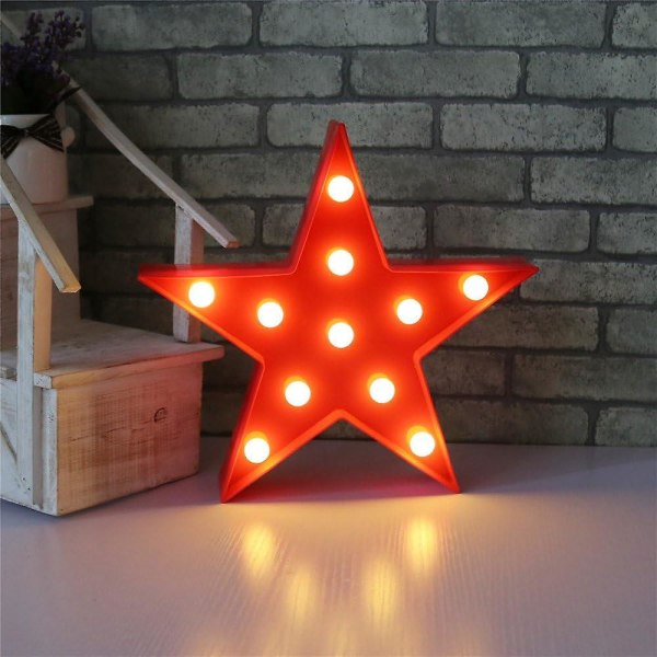Ledd stjärnformad plasttältljus för väggdekor Batteridriven (röd)