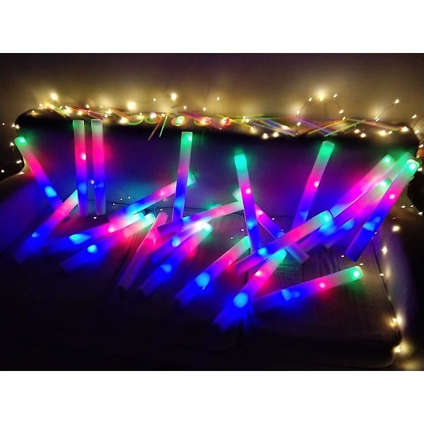 Glowsticks i bulk - 24 LED-skumglowsticks med 3 blinkende tilstande