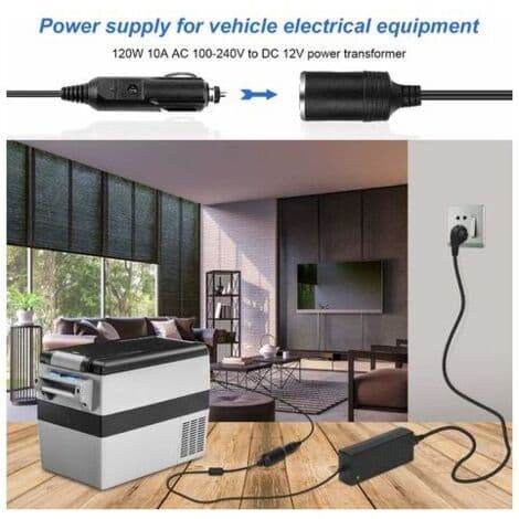 220V til 12V Konverter, 120W Cigarettænderstik Adapter, 10A AC til DC Adapter Ha,