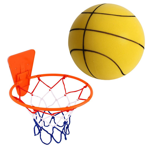Handleshh Tyst Basketboll, Inomhus Tyst Träningsboll Obelagd Hög Elasticitet med Korg