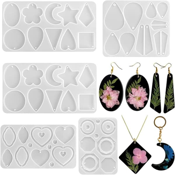 5 stk. Store Øreringeforme i Resin Smykkeforme Ler