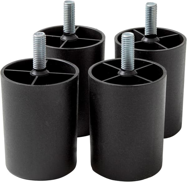 Sæt med 4 plastikfødder til sofaer og møbler - Højde 80 mm - Sorte Platinum fødder - Sort farve - Højde 8 cm