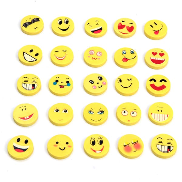 Pyöritteet, 16 kpl, Smiley-pyyhekumi, Kynäpyyhekumit, Pyyhekumit K:lle