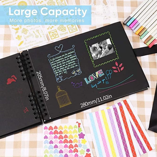 Scrapbooking-fotoalbum, DIY-fotoalbum med 6 metalpenne, 80 sider