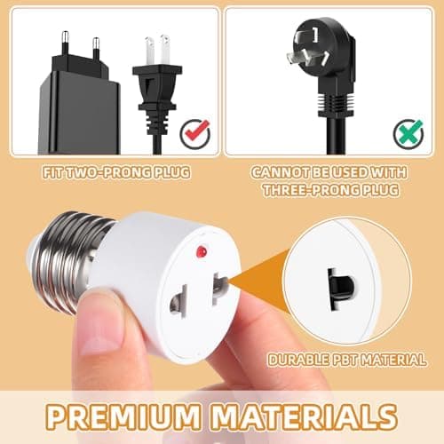 35x50mm 2-pack E27 Bulb Socket Adapter Light Socket Converter Screw Socket Bulb Converter for Porch Camera Patio Garage