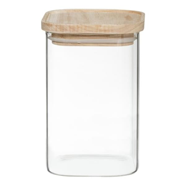 4 stapelbara glasburkar med trälock Transparent
