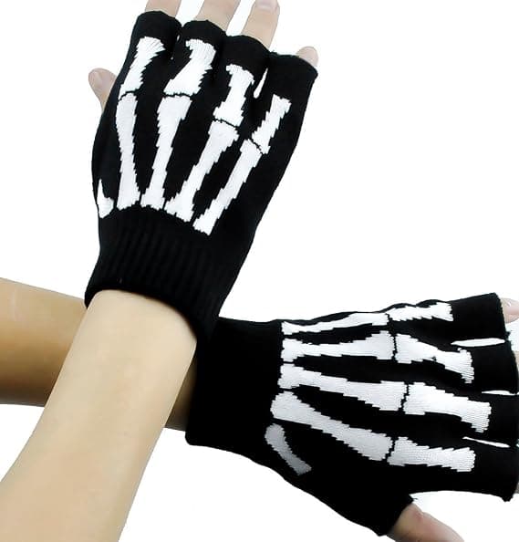 Unisex Stretchable Fingerless Varmende Skjelett-Hansker