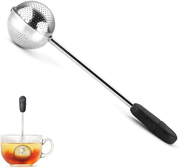Roterende te-kuglesi | Teske i rustfrit stål | Ergonomisk håndtag | Innovativt og smart tefilter