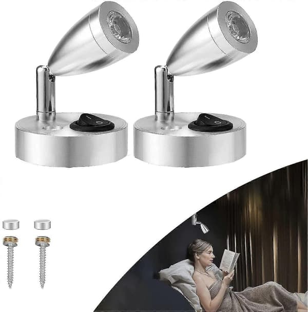 2 Led-kohdevalaisinlukulamppua 3w 12v kytkimellä