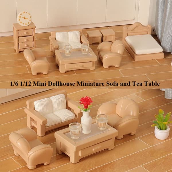Dukkehuss Miniature Sofa Teebord 6 6 6 6