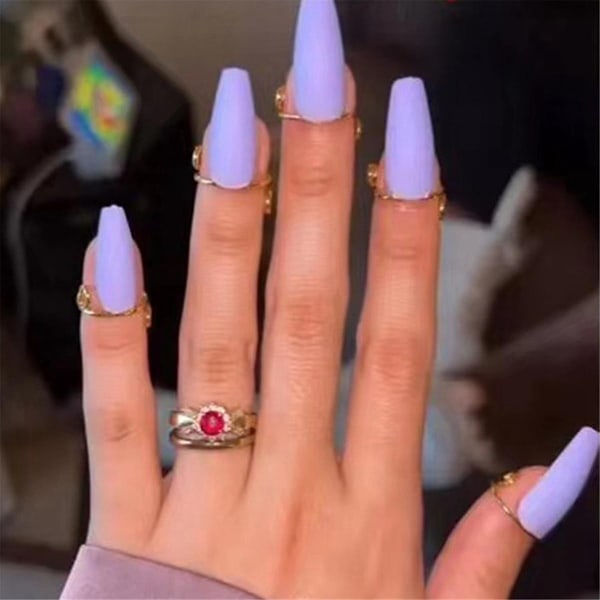 10 Stycken Set Tunna Nagelringar för Damer Daglig Fingertopps Skyddande Täckring Smycken Gåva till Flickvän Guld-Perfekt