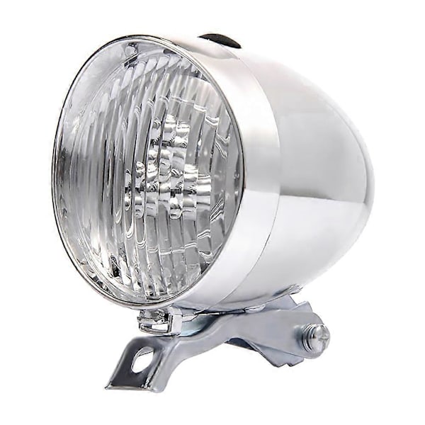 (Særlig kampagne) Cykellygte Foran Retro LED Cykellygte Vintage Natcykling {Db} Sølv Sølv 8x8cm Silver