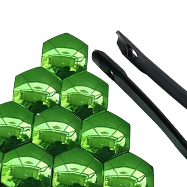 (Spesialkampanje) 20 stk. hjulmutterdeksler for bil, rustsikre felgdeksler, hjulmuttere, sølv, 17 mm grønn 21 mm Optional Green 21mm