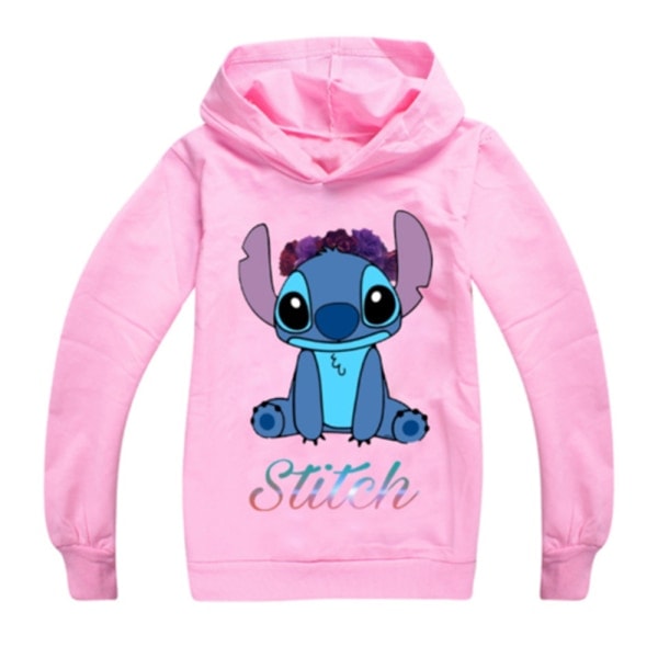Barn Lilo Stitch Hettegensere Genser Trykk Sweatshirt Topp rosa 140cm