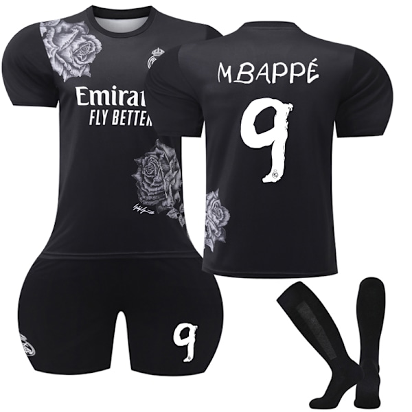 Uusi Real Madrid Special Edition Lasten Pelipaita Nro 9 Mbappe Musta Valkoinen Black White 18