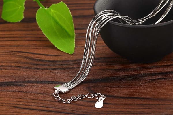 925 Sterling Silver Elegant Länkarmband för Kvinnor Flickor Ormarmband Justerbart