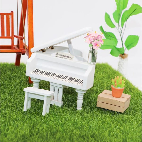 1:12 Doll House Simulation Piano Model Pocket Flygel Dekoration White