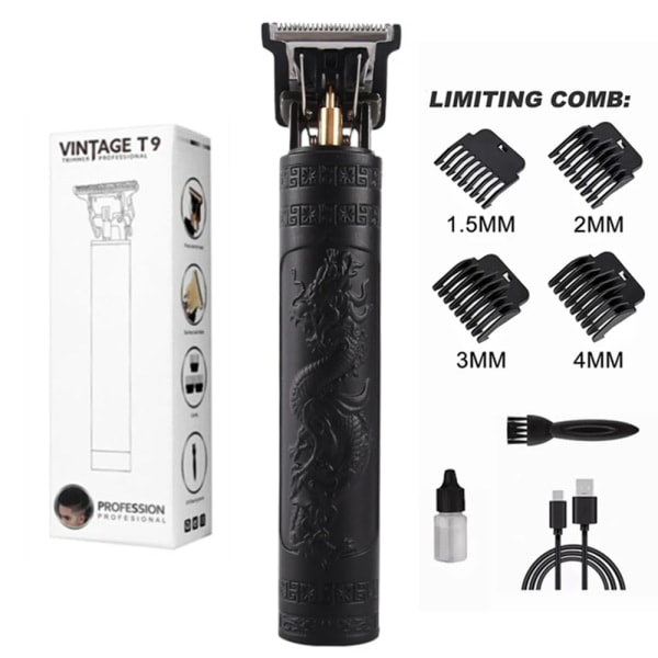 LCD-skærm T9 Elektrisk Hårtrimmer 0mm Rakapparat Hushållsapparater Rejse Frisør Rakmaskiner Rakmaskin til Mænd Trimmer Man Black Dragon